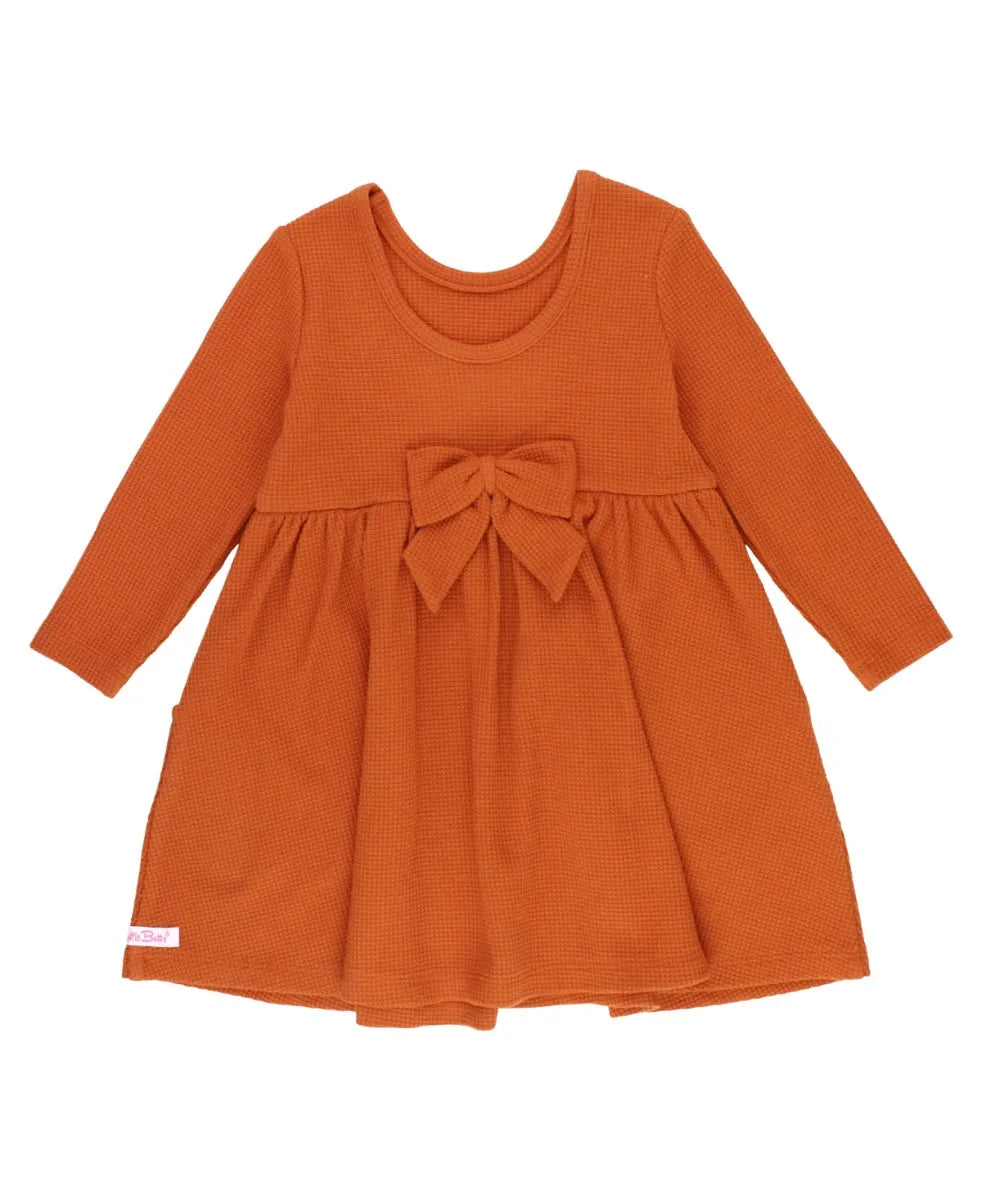 Waffle Knit Long Sleeve Twirl Dress with matching leggings