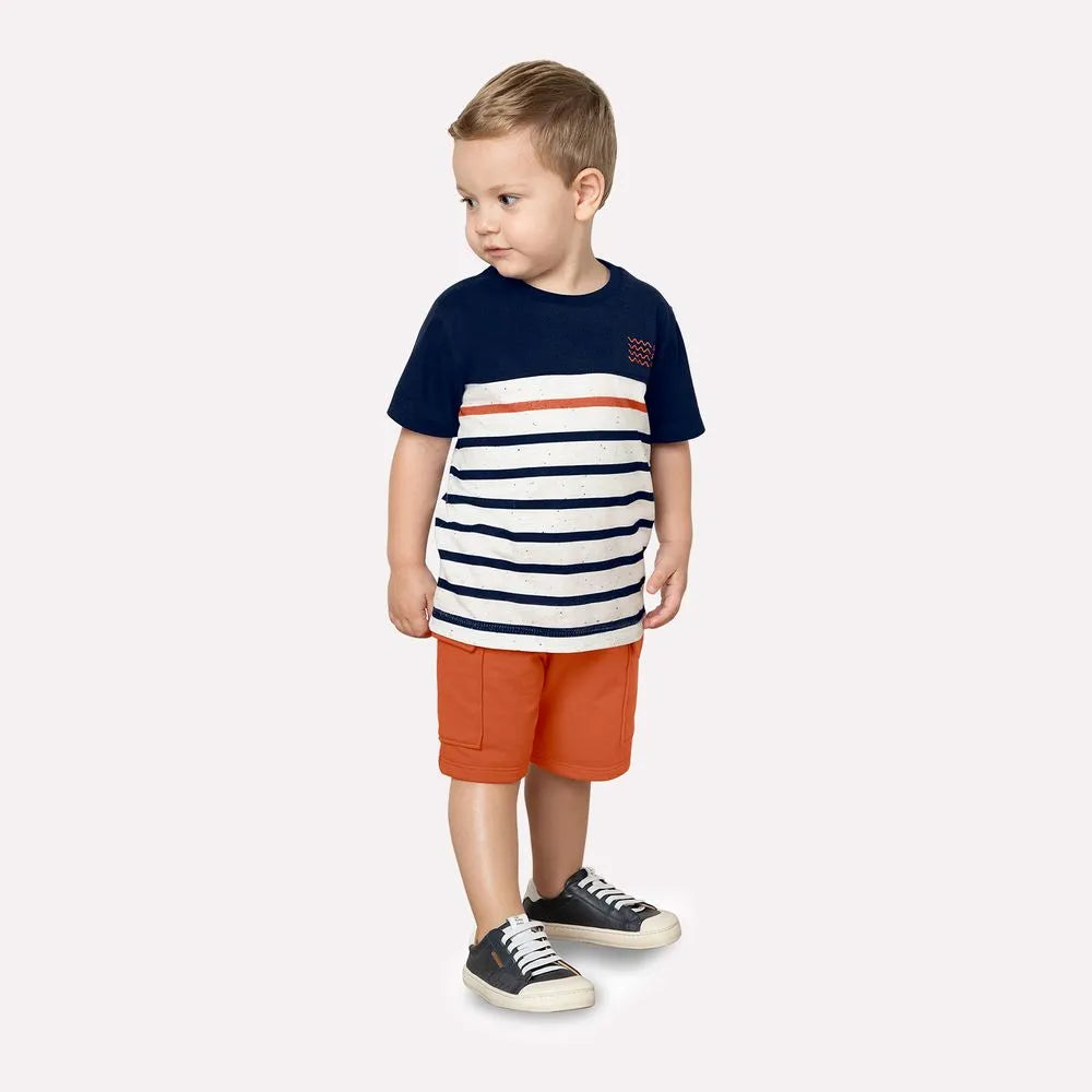 Milon Short Set - Burnt Orange & Navy