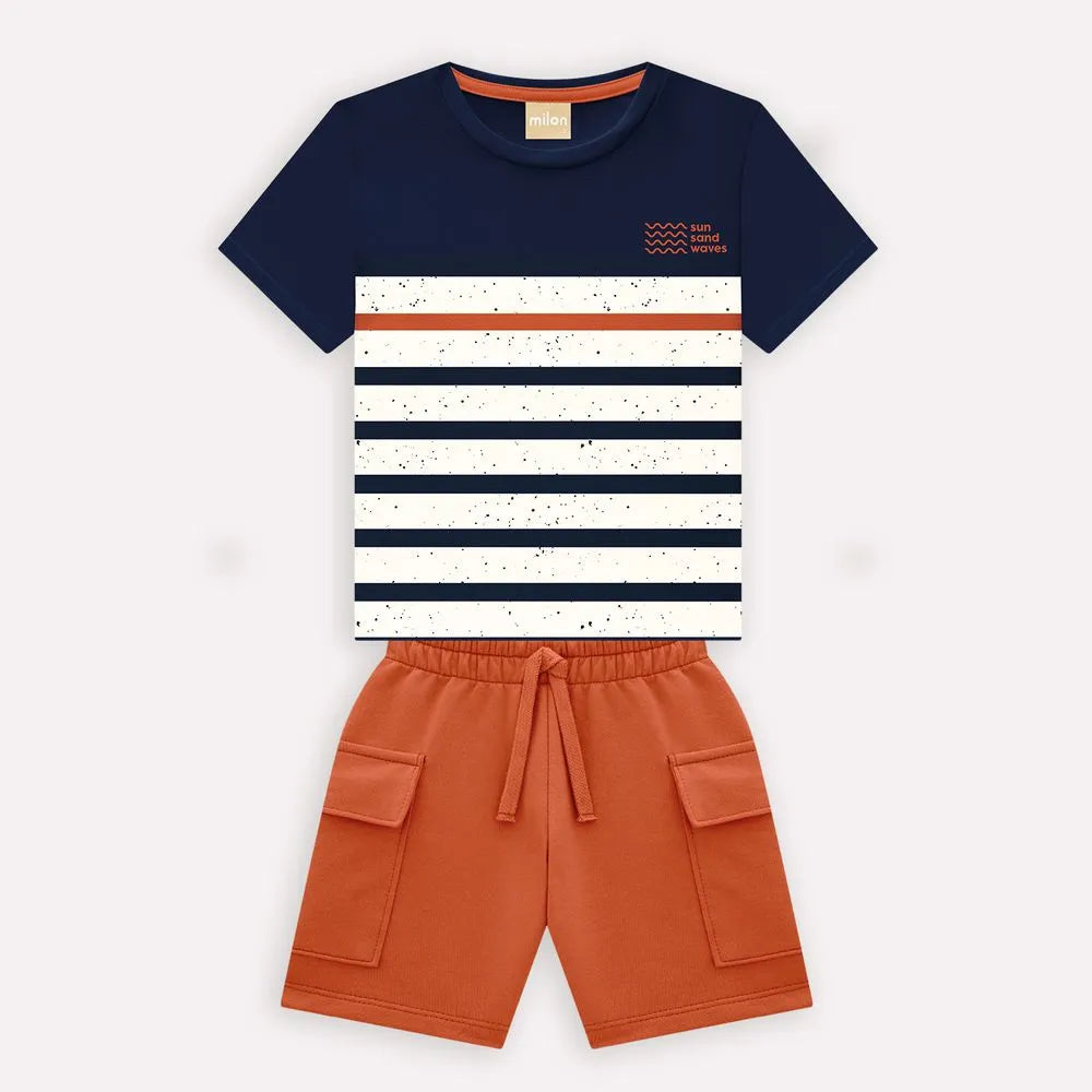Milon Short Set - Burnt Orange & Navy