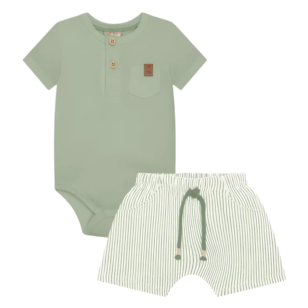 Milon Onesie Short Set - Wasabi Green
