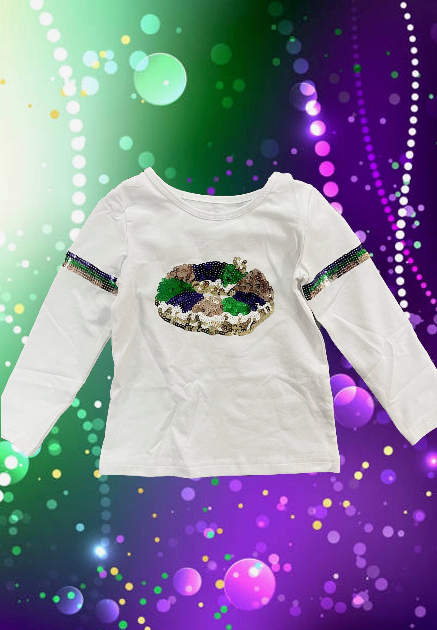Mardi Gras Glitter King Cake Long Sleeve