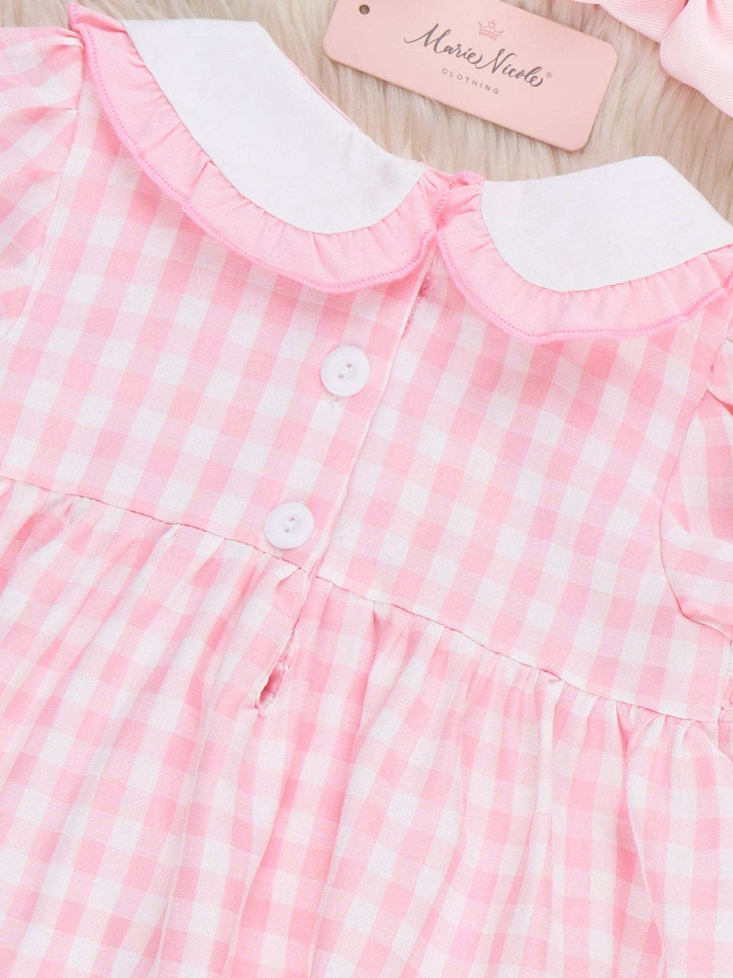 Pretty Bows Gingham Embroidered Dress
