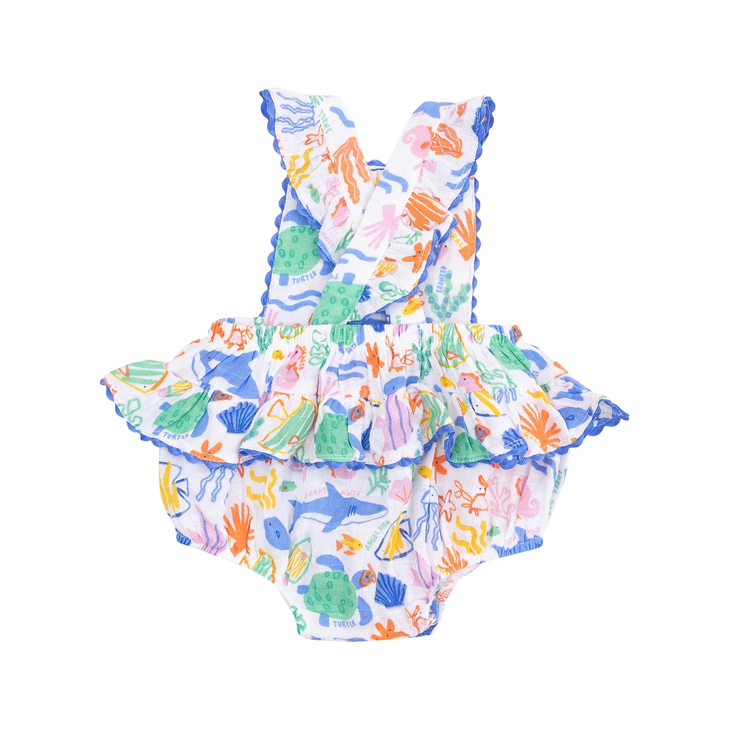 Colorful Reef Ric-Rac Ruffle Sunsuit
