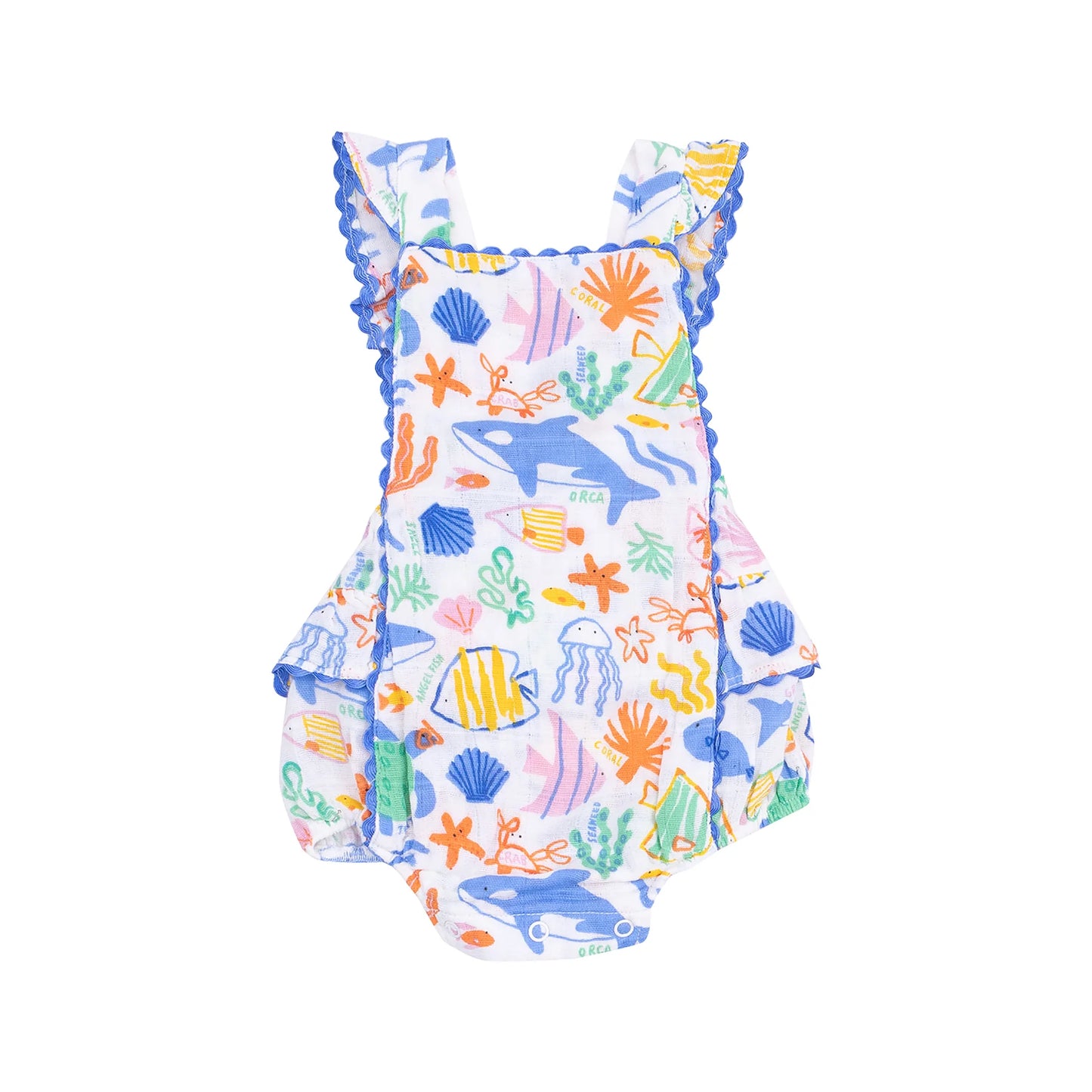 Colorful Reef Ric-Rac Ruffle Sunsuit