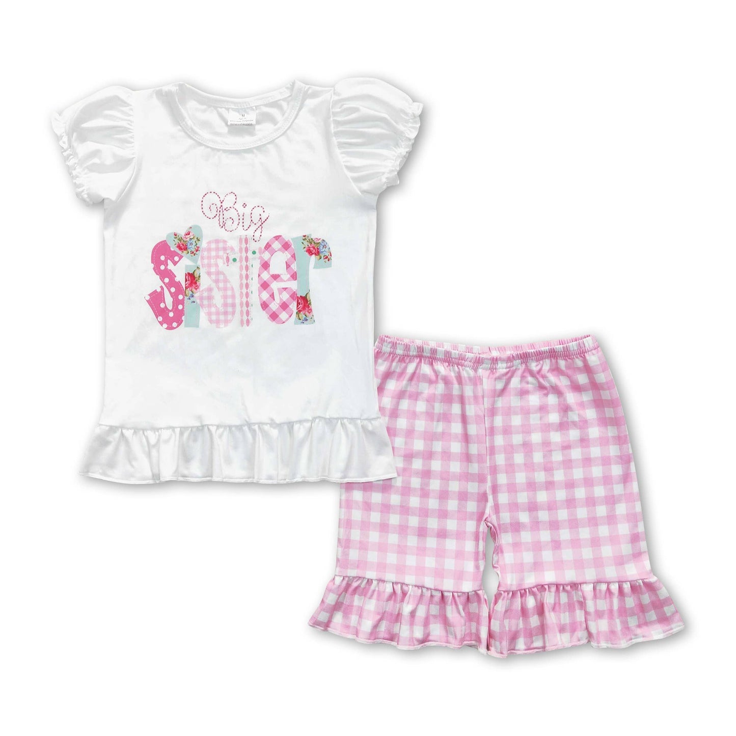 Big Sister Floral Plaid Short Set
