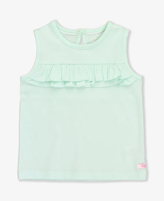 Mint Knit Ruffle Trim Tank