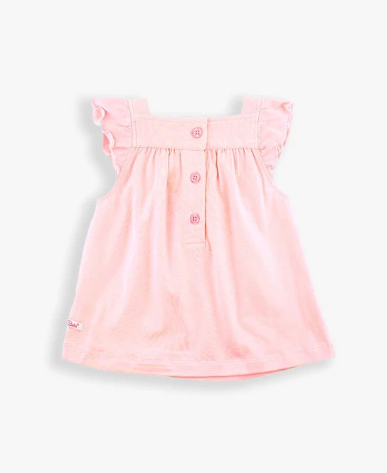 Pink Flutter Square Neck Top