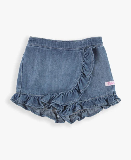 Light Wash Denim Ruffled Skort