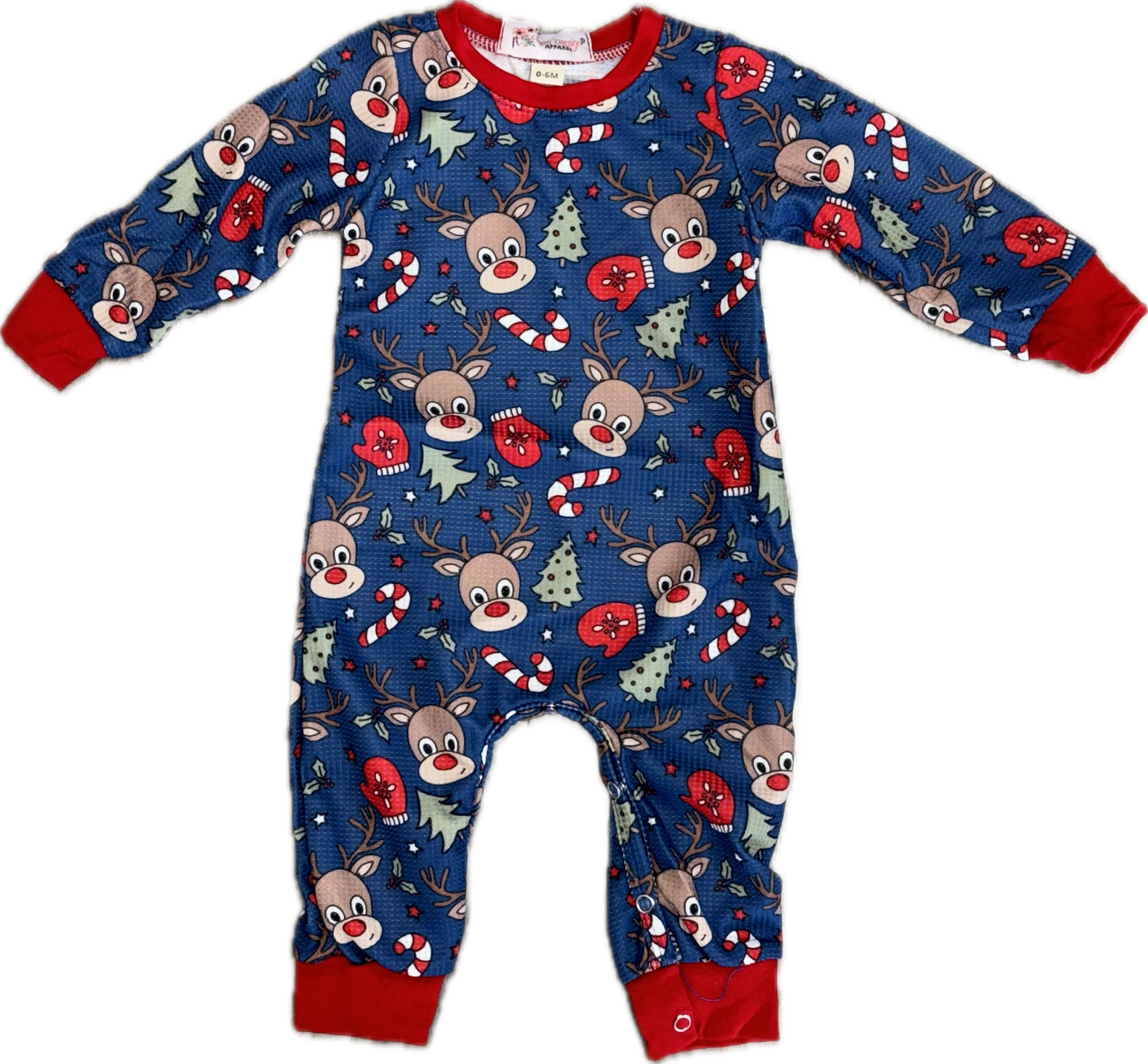 Navy Reindeer Boy Romper