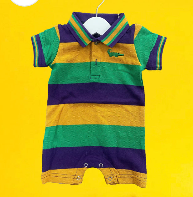 Mardi Gras Short Sleeve Polo Shortall