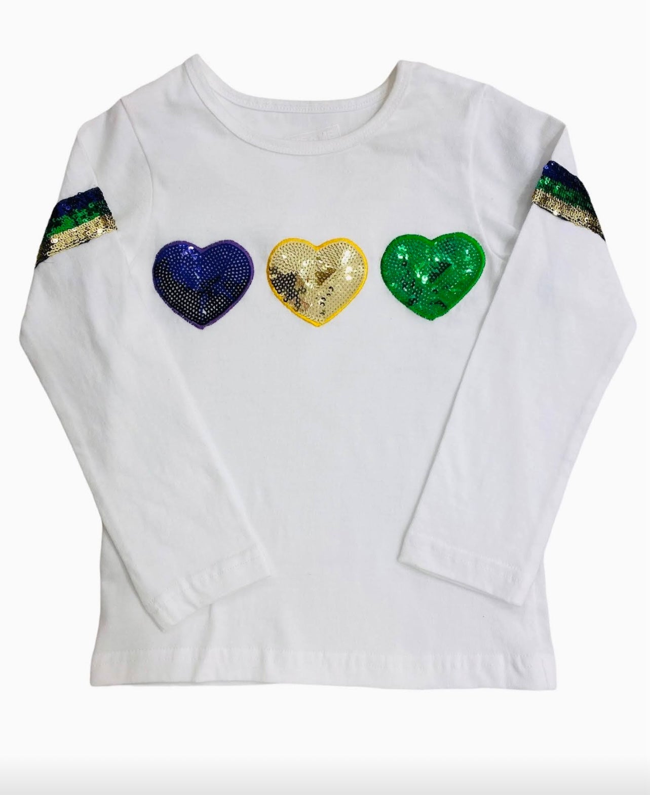 Mardi Gras Sequin Heart Long Sleeve