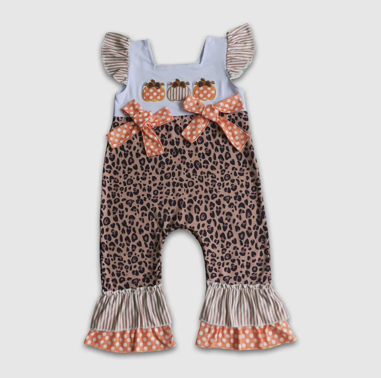 Baby Cheetah Pumpkin Applique Romper