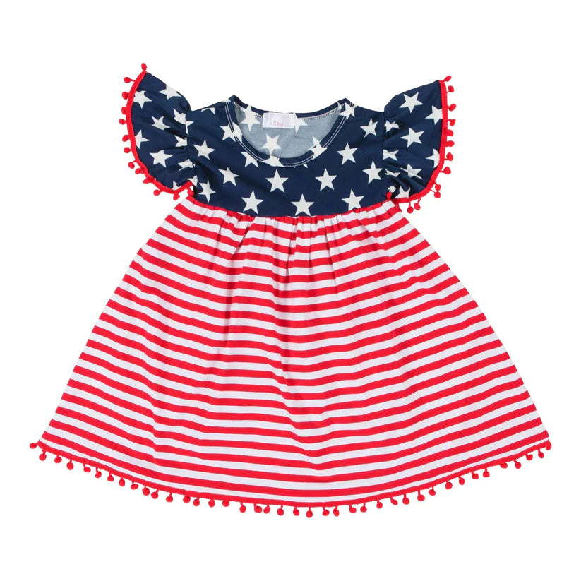 Stars and Stripes Pom Pom Dress