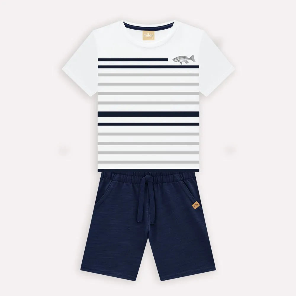 Milon Short Set - Navy Stripe