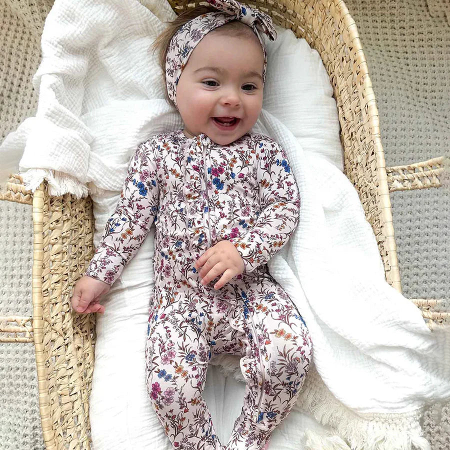 Ariana Ruffled Zippered Footie