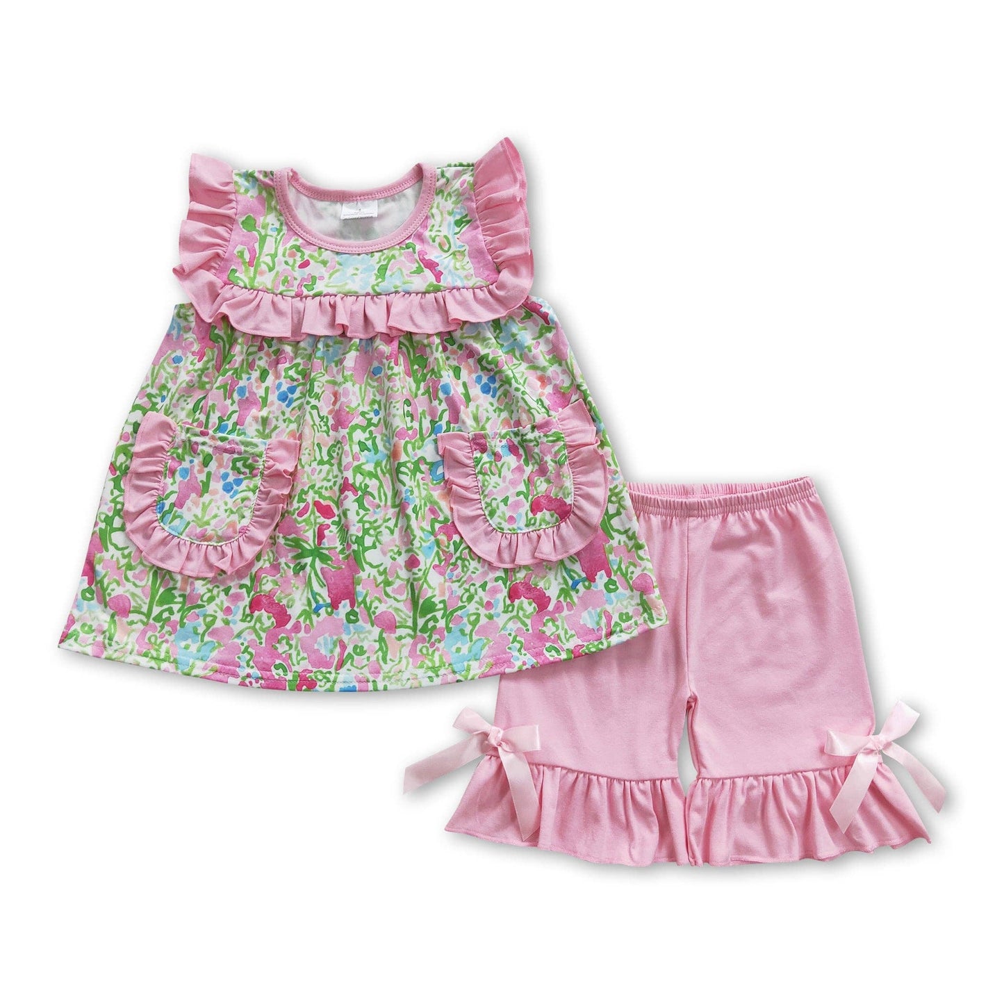 Floral Pocket Tunic Short Set