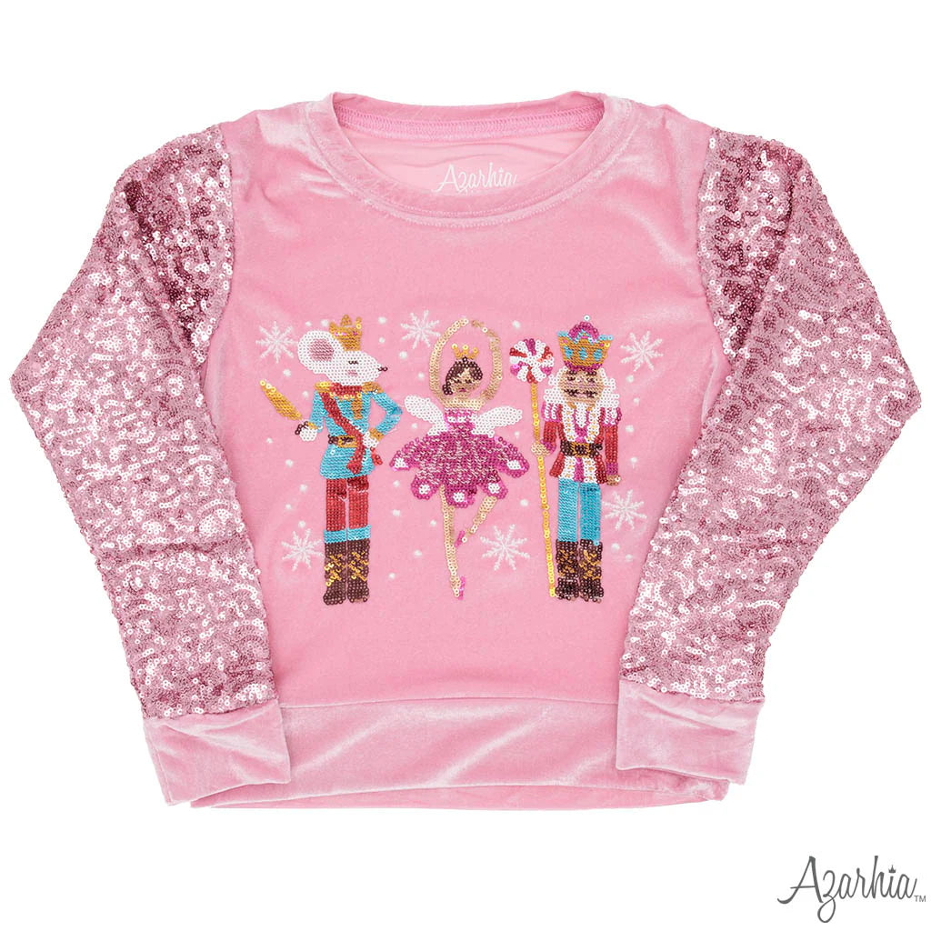 Pink Sequin Nutcracker Velvet Sweatshirt