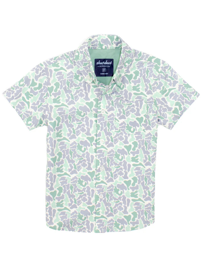 Boys Shordees Summer Shirt - Sage Camo