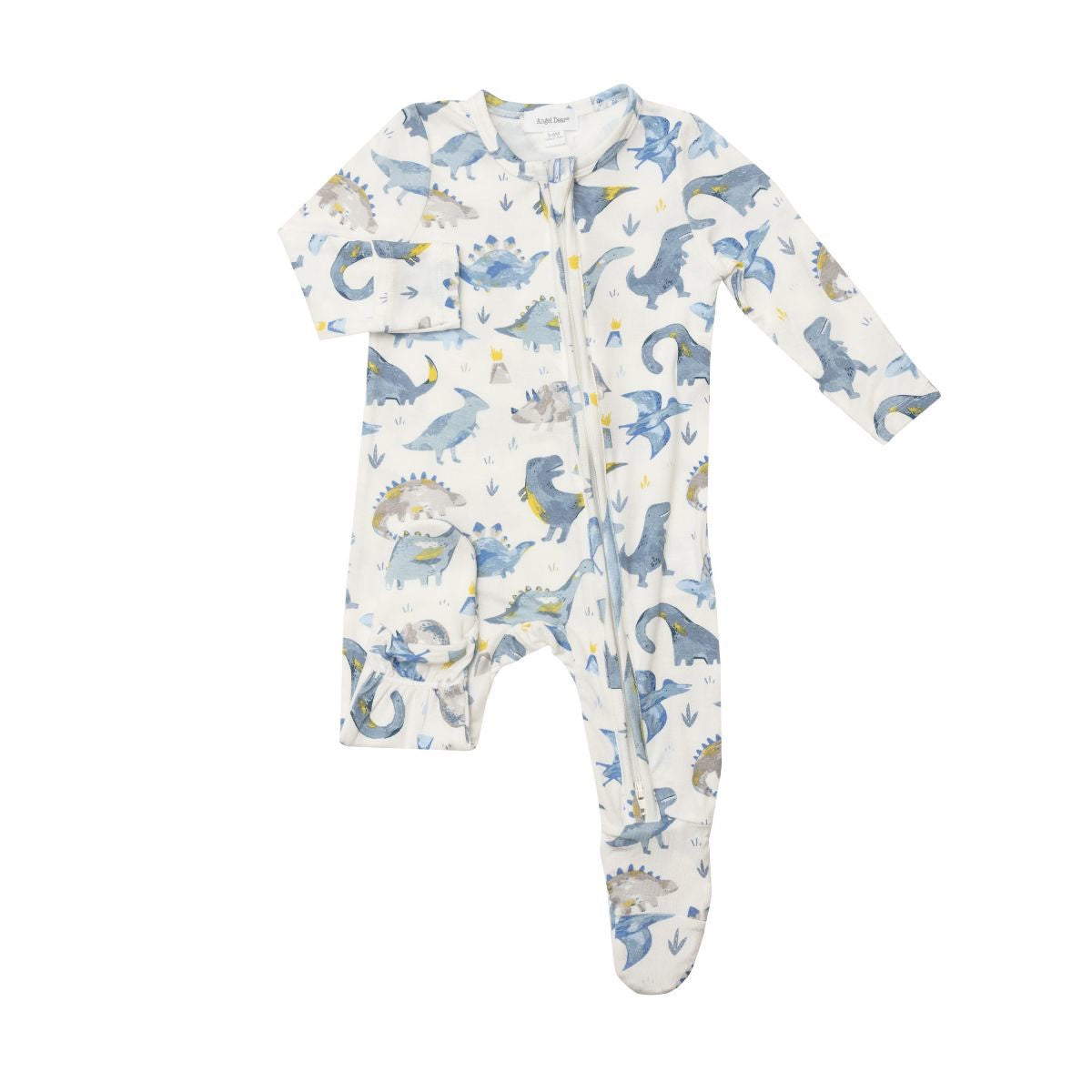 Dino Blue 2 way zipper Footie