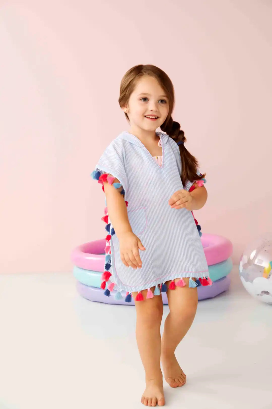 Seersucker Tassel Coverup