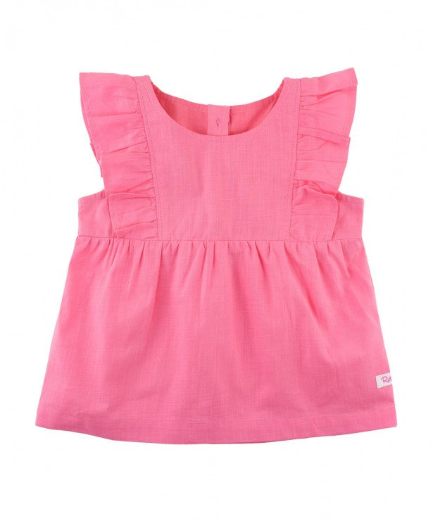 Rose Slub Ruffle Top
