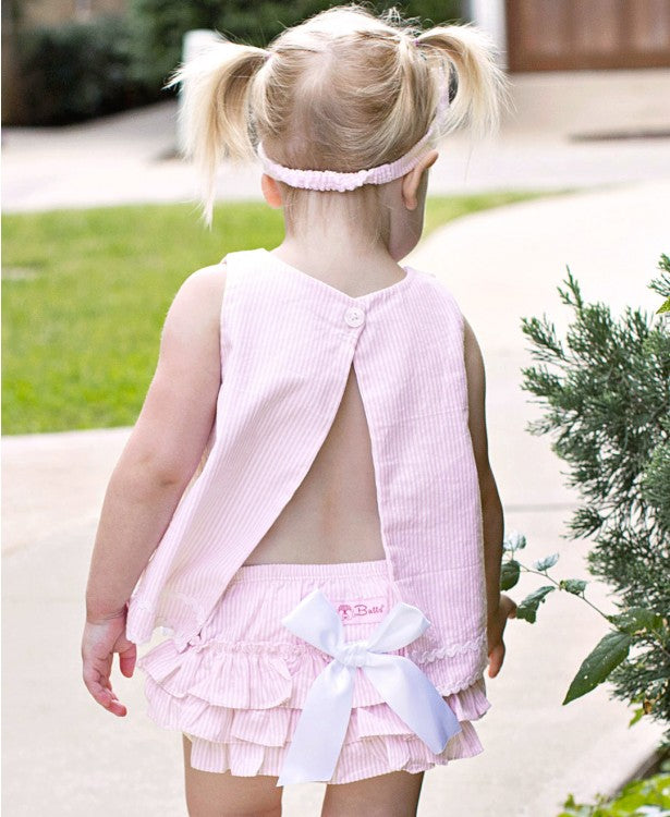 Pink Seersucker Swing Top Set