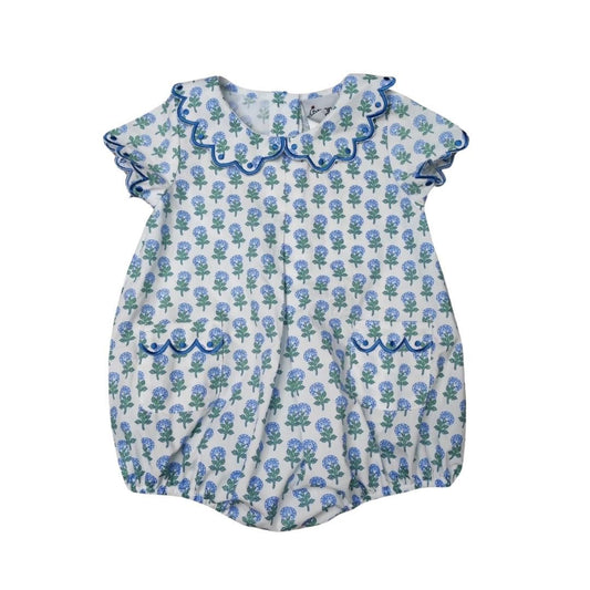 Girls Hydrangea Print Pleated Front Short Bubble