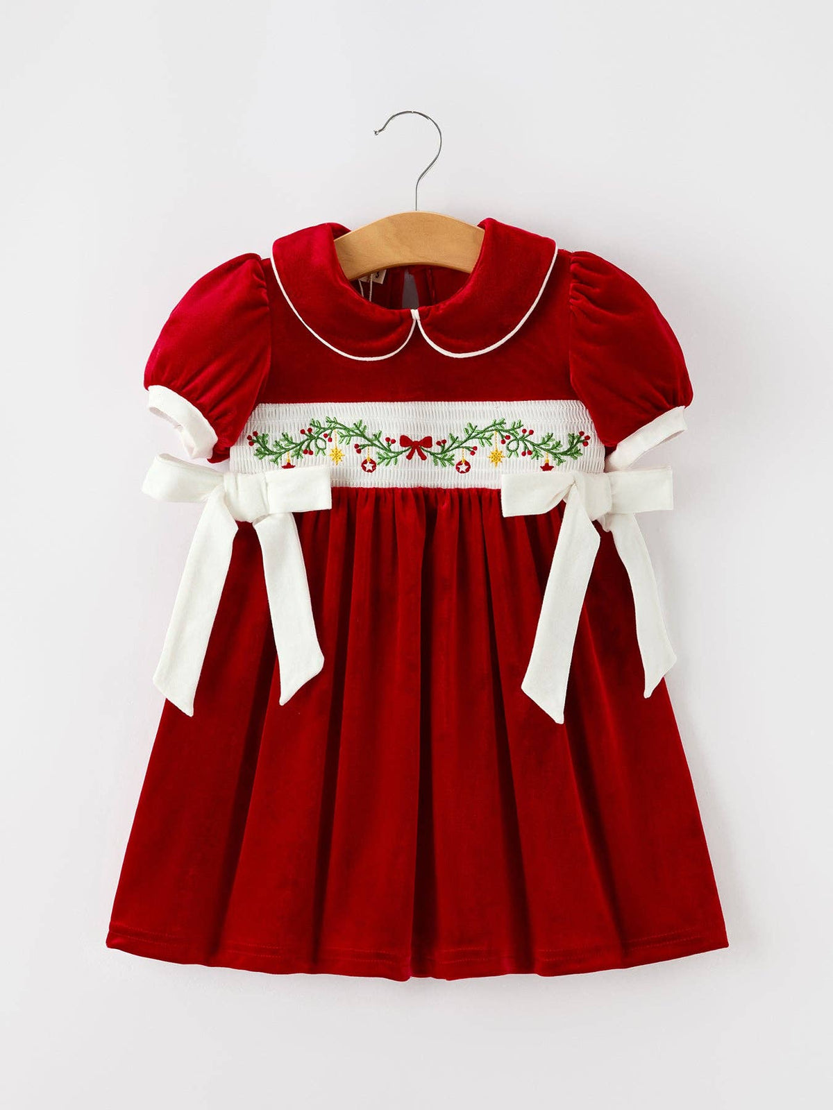 Christmas Smocked Velvet Girls Dress