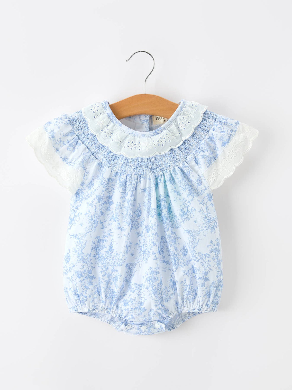 Blue Floral Smocked Rompr