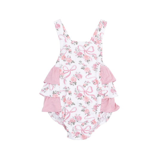 Ribbon and Flowers Ruffle Sunsuit