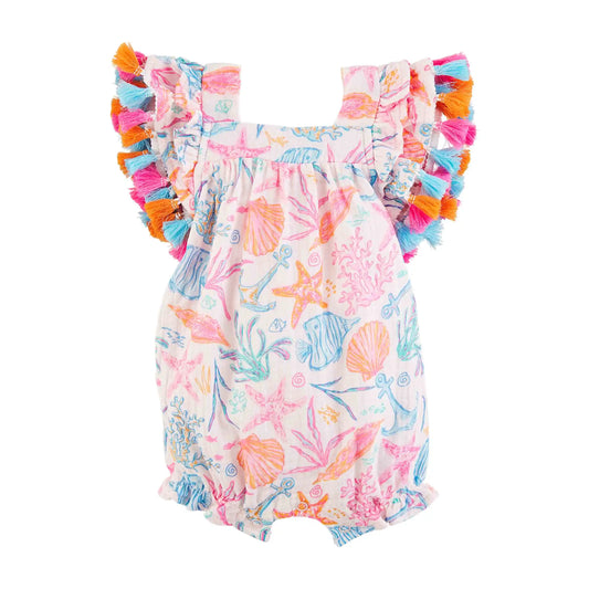 Sea Pattern Tassel Romper