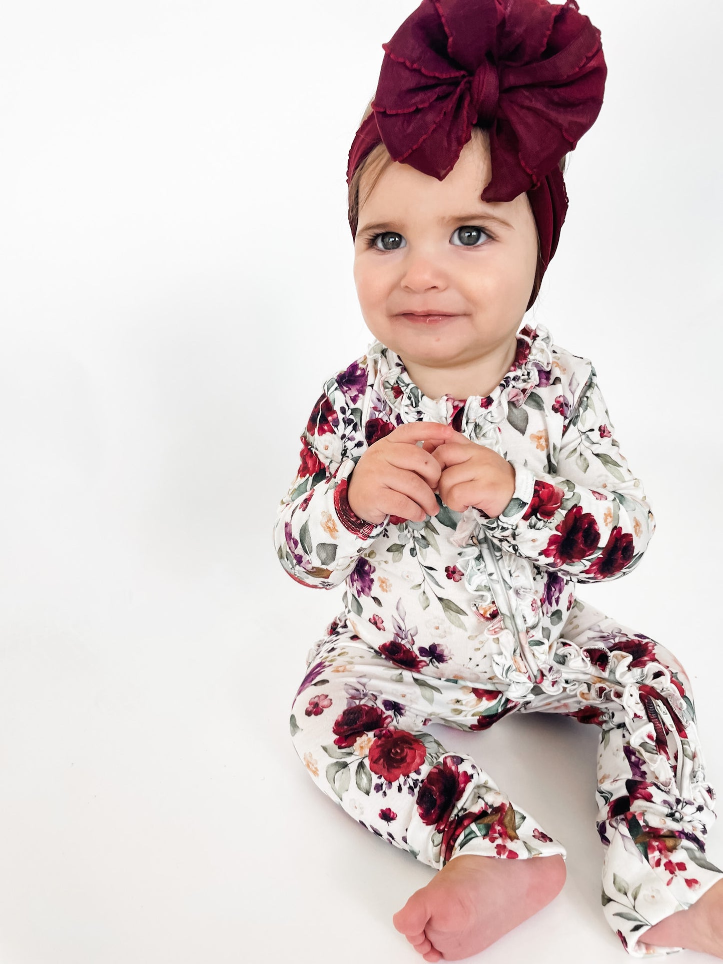 Ruby Lush Floral Zippered Onsie