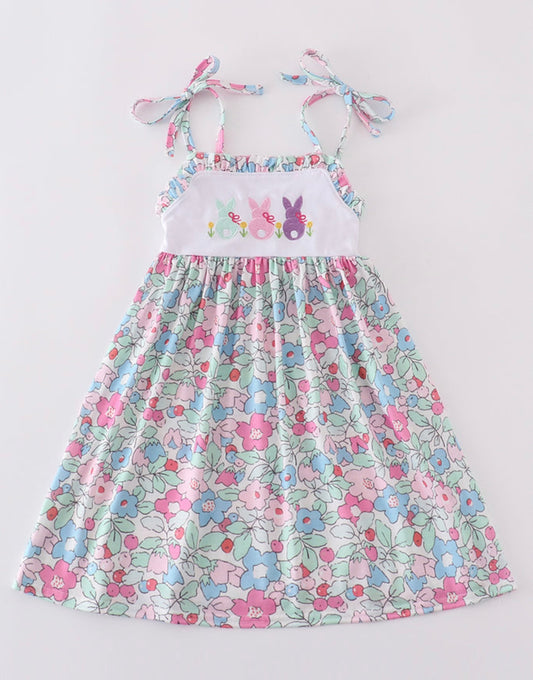 Floral Bunny Embroidered Dress