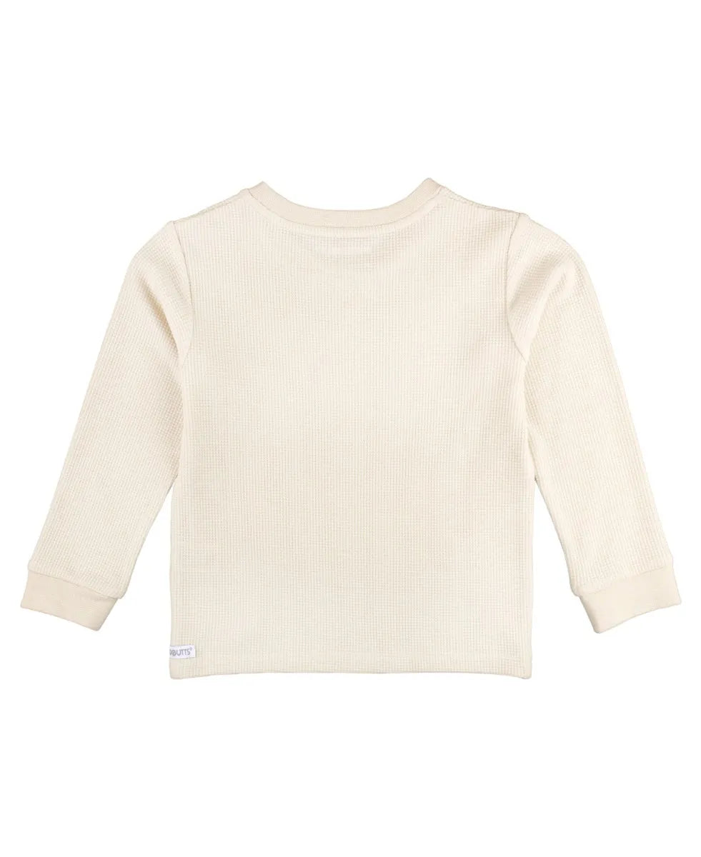 Waffle Knit Long Sleeve Crew Neck Shirt