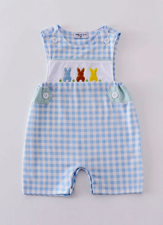 Blue Bunny Embroidery Gingham Jonjon