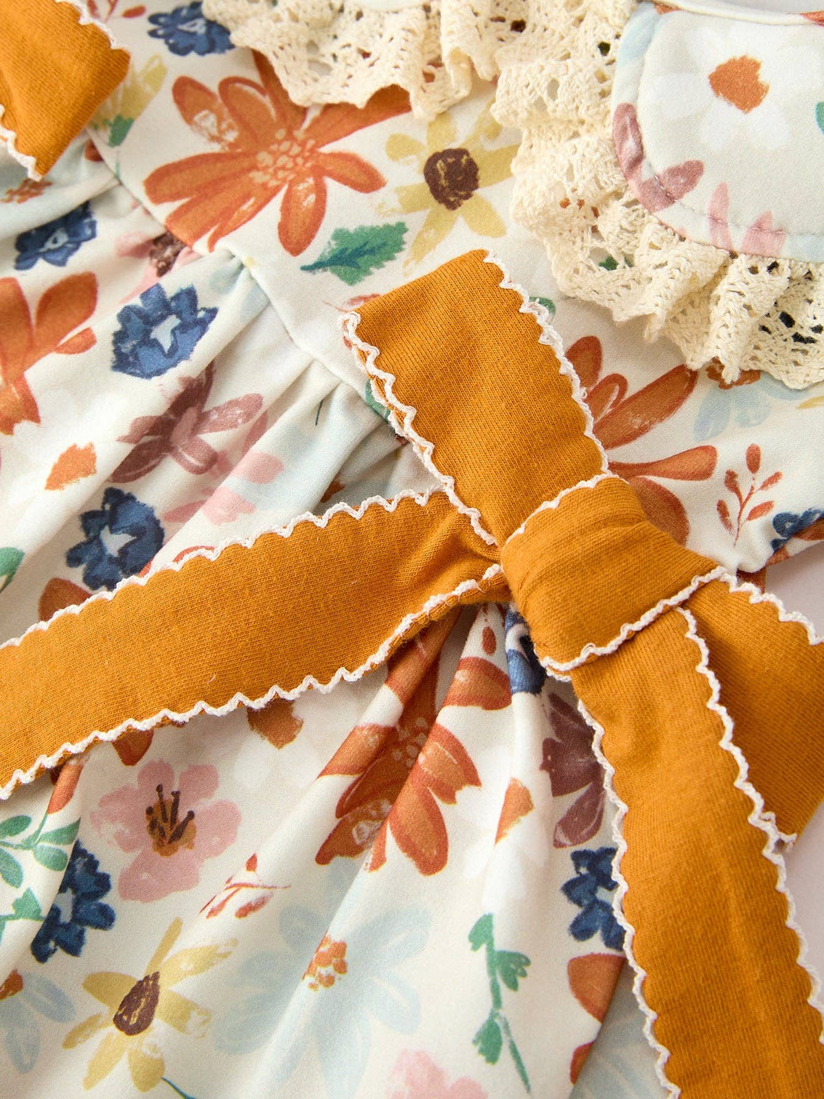 Baby Floral Lace Fall Leaves Bloomer Set