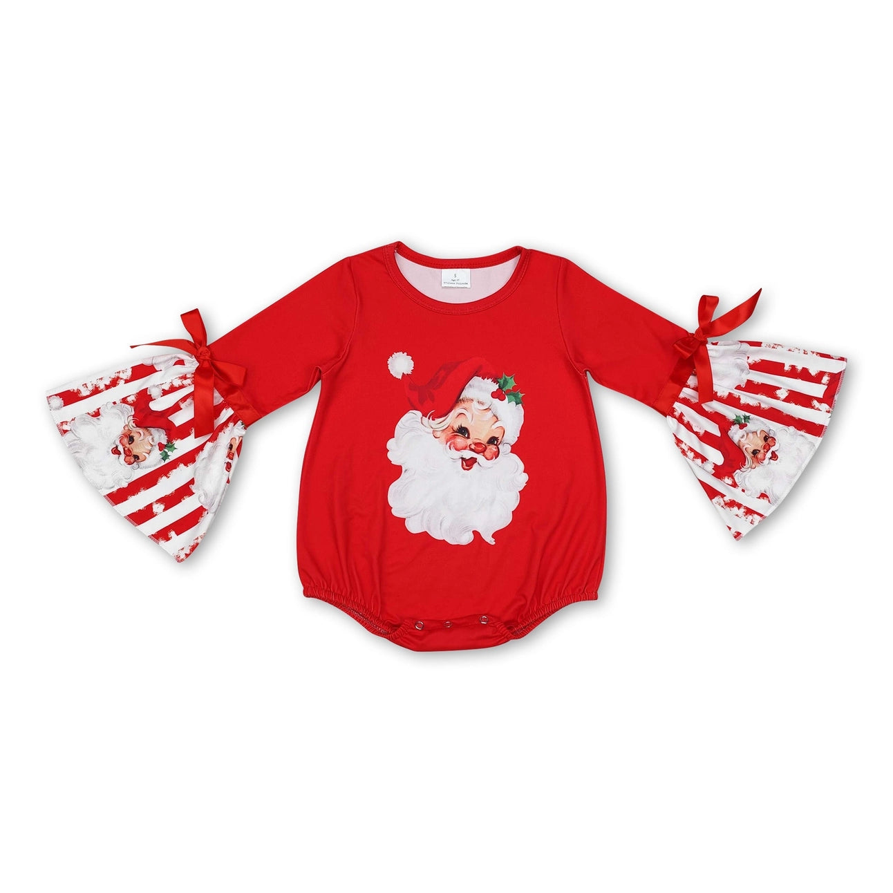 Santa Ruffle Stripe Long Sleeve Bubble
