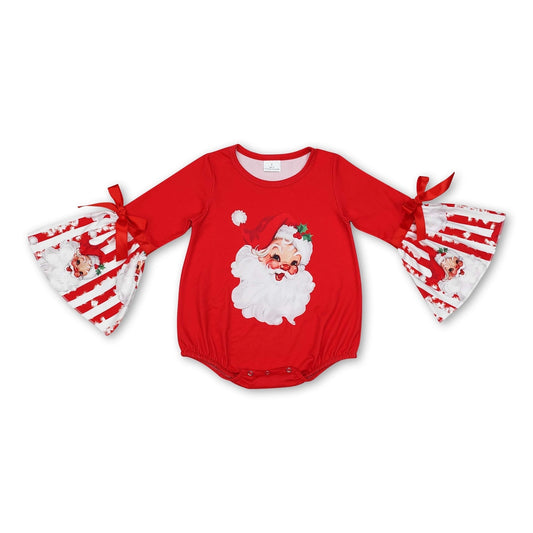 Santa Ruffle Stripe Long Sleeve Bubble