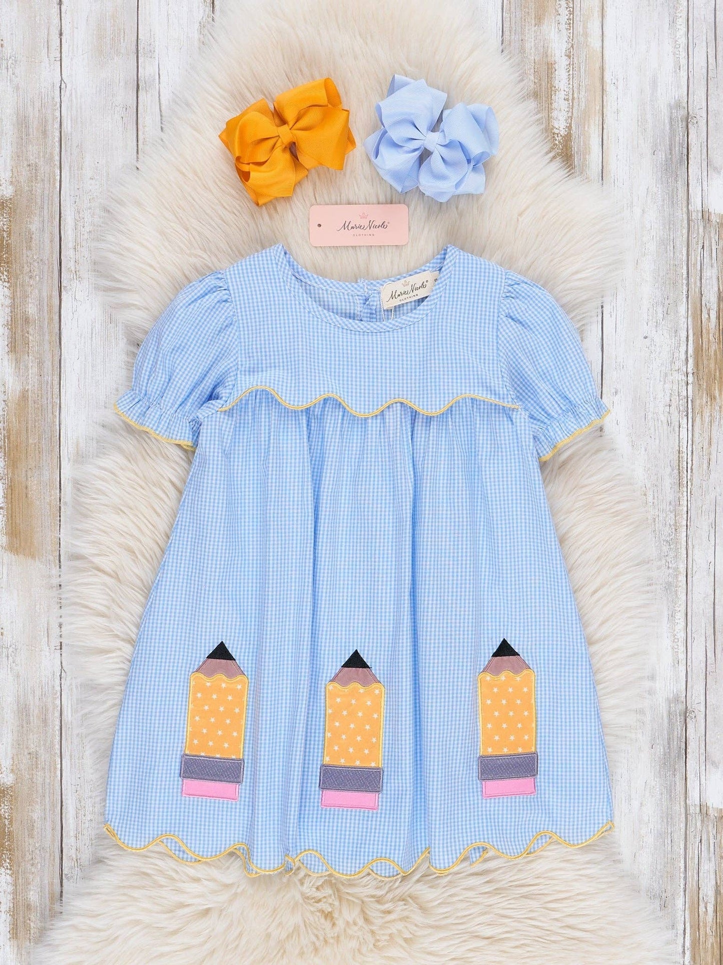 Scallop Hem Embroidered Pencils 100% Cotton Dress