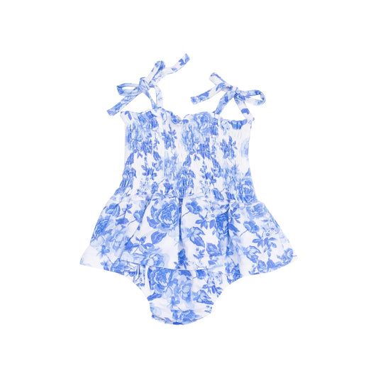 Roses in Blue Smocked Bubble