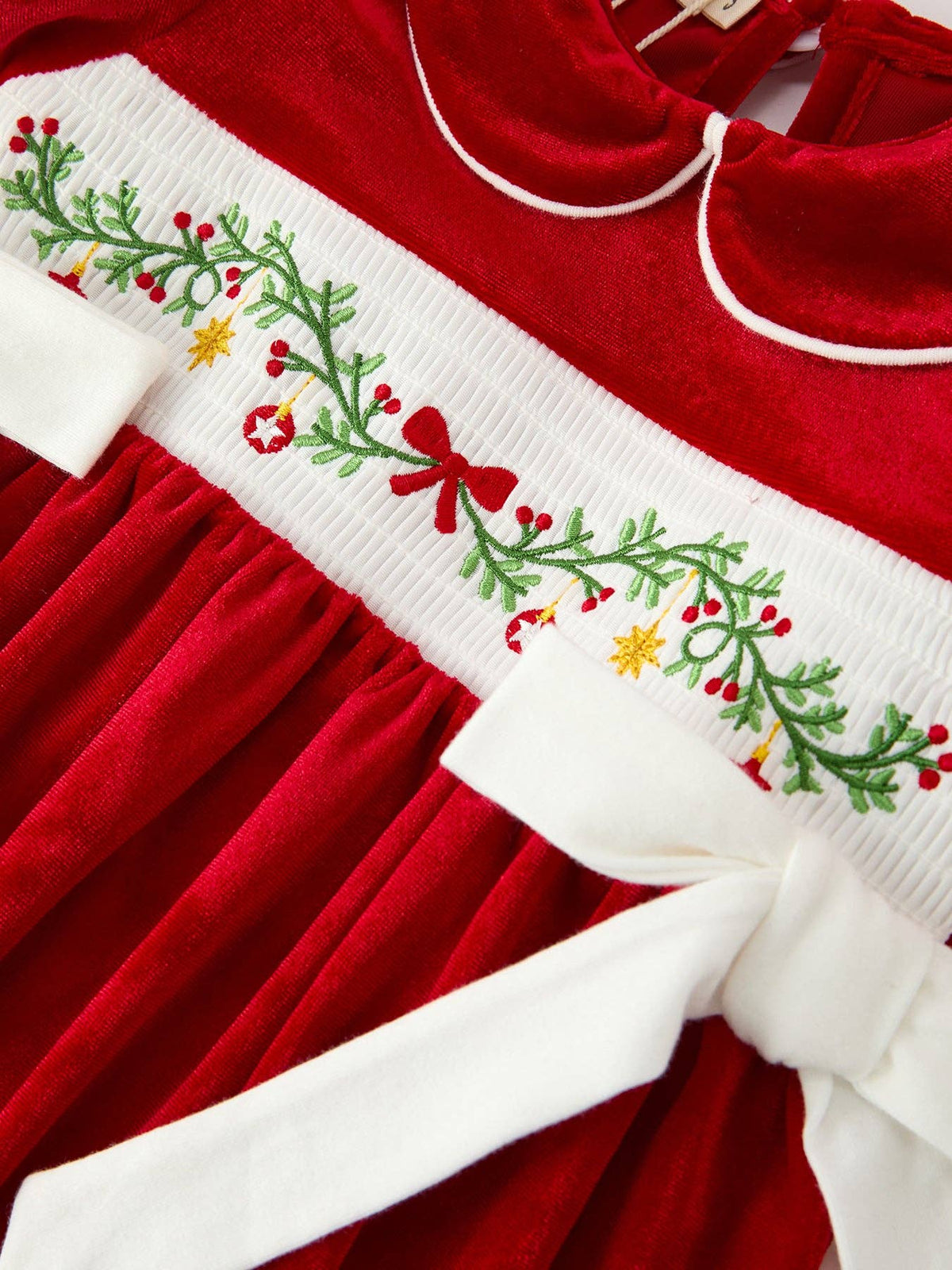 Christmas Smocked Velvet Girls Dress