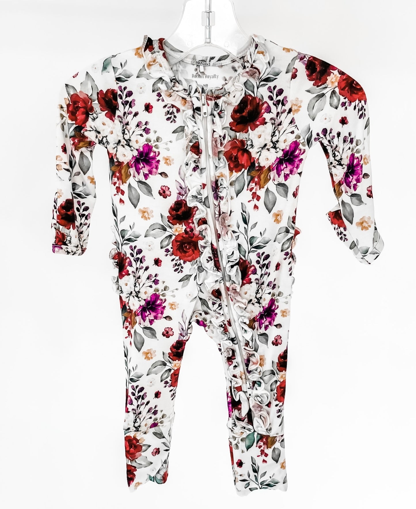 Ruby Lush Floral Zippered Onsie