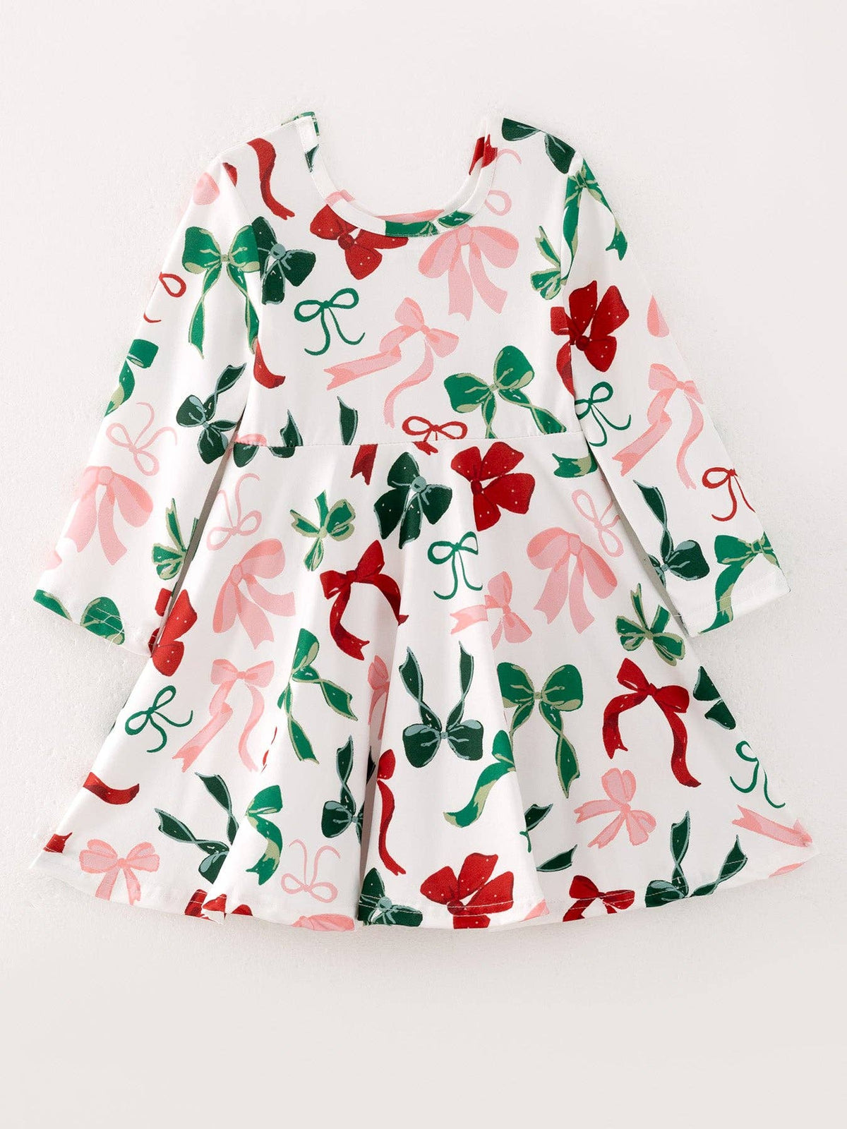 Girls Christmas Bow Ruffle Dress