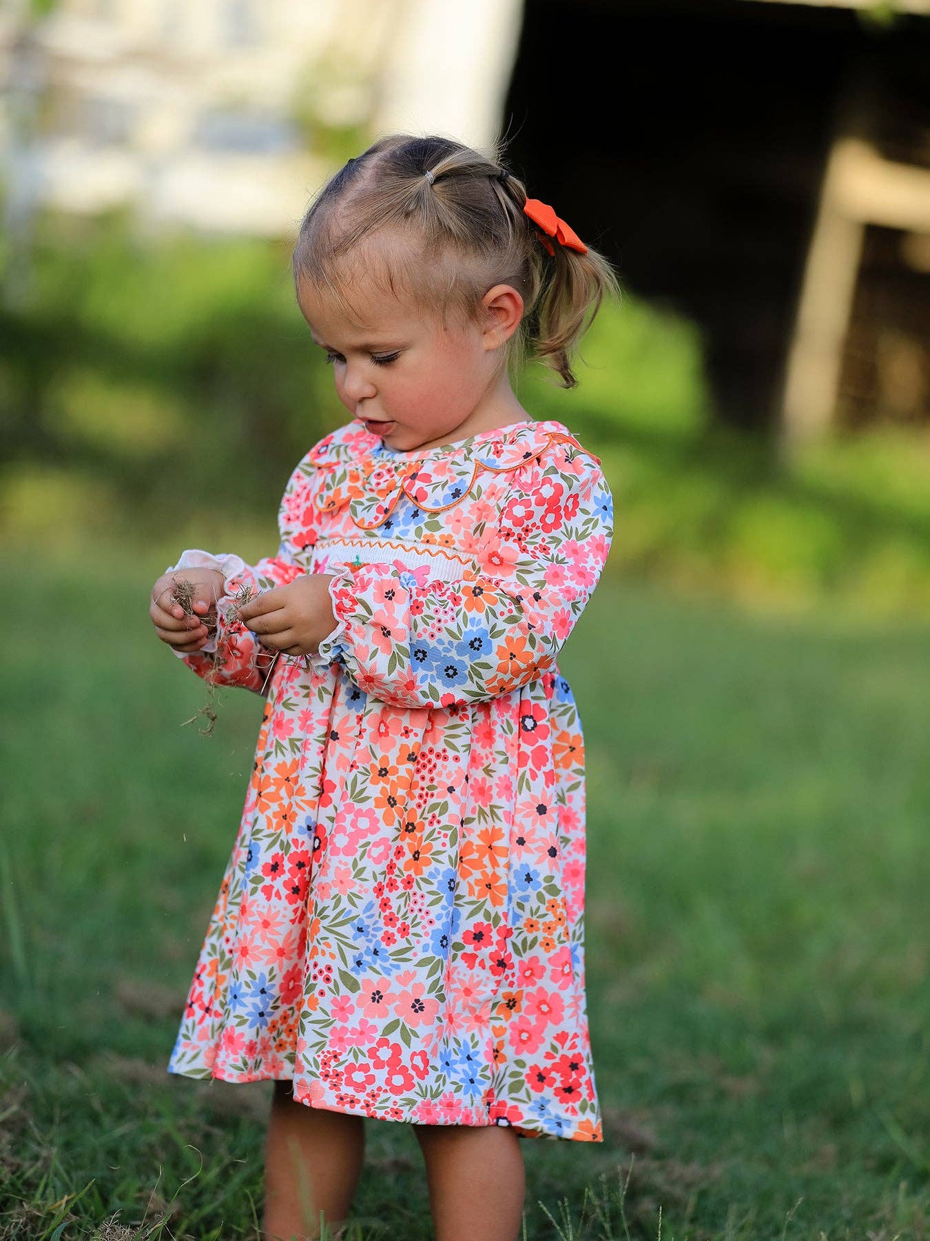 Pumpkin Bow Smock Dress