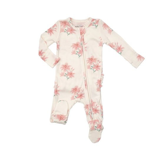 Pink Lilly Ribbed Zippered Footie