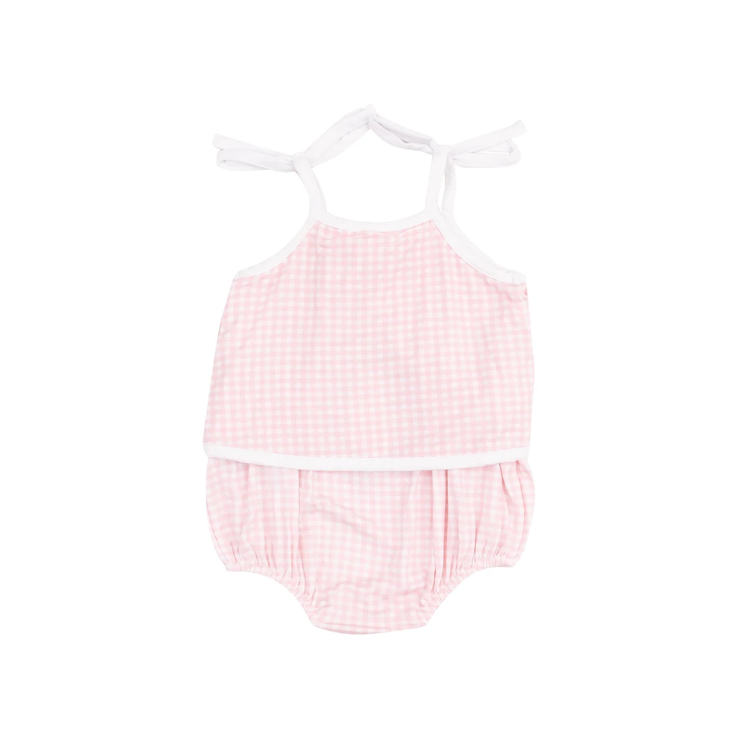 Mini Gingham - Pink Swing Front Sunsuit