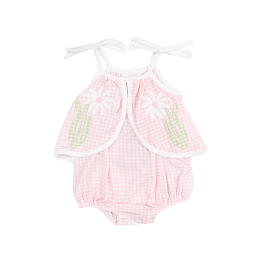 Mini Gingham - Pink Swing Front Sunsuit