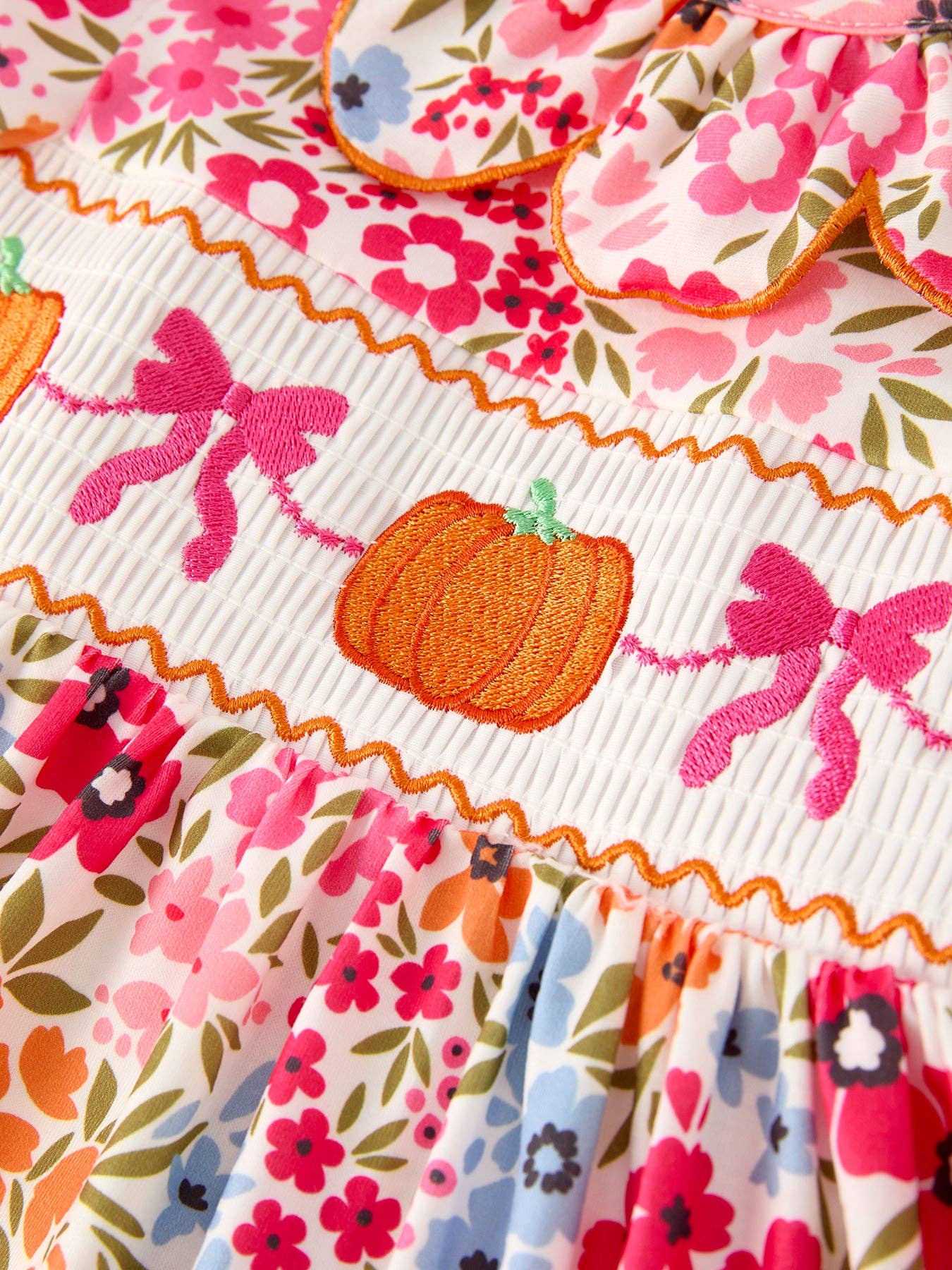 Pumpkin Bow Smock Dress