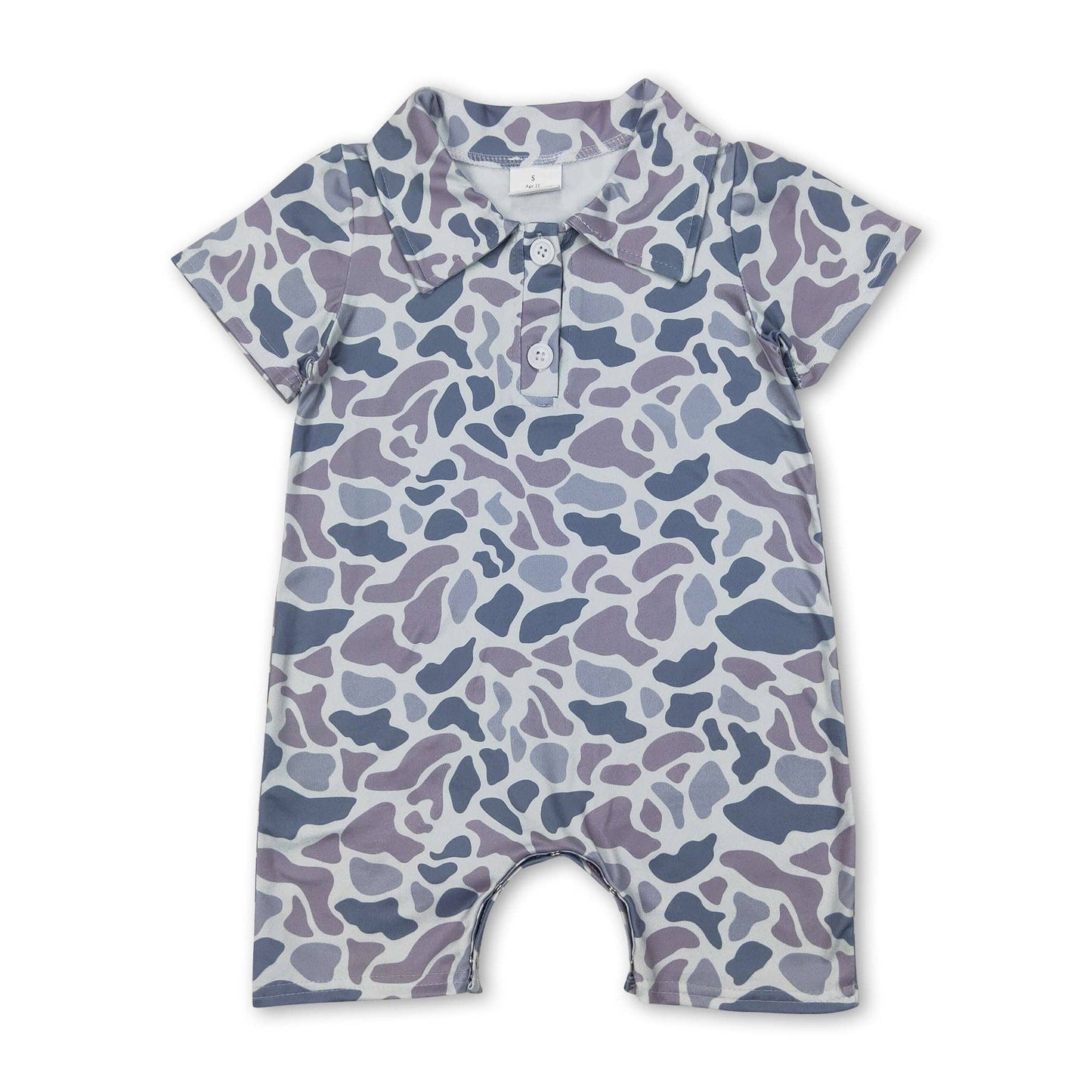 Grey Camo Baby Boy Short Romper