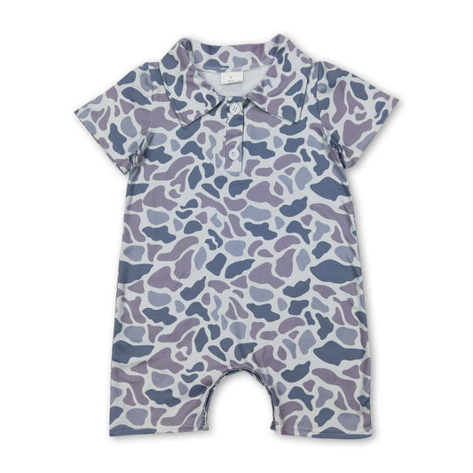 Grey Camo Baby Boy Short Romper